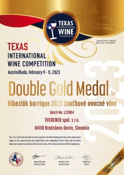 Texas IWC 2023 - Double Gold for Barrique currant wine